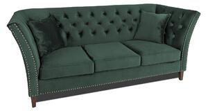 Триместен диван Chesterfield Queen в тъмнозелено, 215/92/92 см