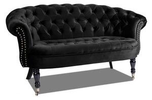 Двуместно канапе Chesterfield Deluxe в черно, 152/82/82 см