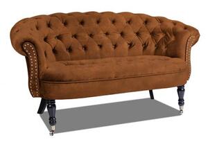 Двуместно канапе Chesterfield Deluxe в цвят винтидж коняк, 152/82/82 см