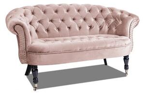 Двуместно канапе Chesterfield Deluxe в цвят розов жасмин, 152/82/82 см