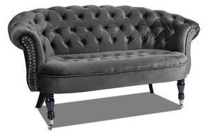Двуместно канапе Chesterfield Deluxe в тъмносиво, 152/82/82 см
