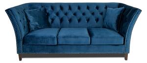 Триместен диван Chesterfield Queen в син цвят, 215/92/92 см