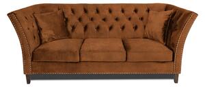 Триместен диван Chesterfield Queen в цвят винтидж коняк, 215/92/92 см