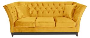 Триместен диван Chesterfield Queen в жълто, 215/92/92 см
