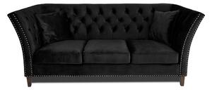 Триместен диван Chesterfield Queen в черно, 215/92/92 см