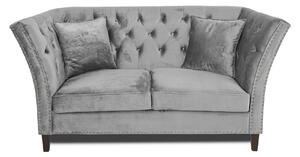 Двуместен диван Chesterfield Queen в светлосиво, 175/92/92 см