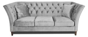 Триместен диван Chesterfield Queen в сиво, 215/92/92 см