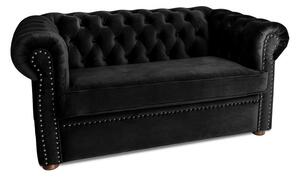 Двуместен разтегателен диван Chesterfield с матрак в черен цвят 150х90х66 см