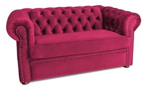 Двуместен разтегателен диван Chesterfield с матрак в цвят вишна 150х90х66 см