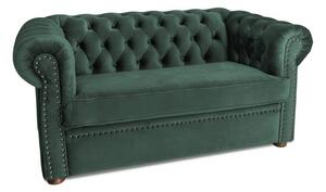 Двуместен разтегателен диван Chesterfield с матрак в зелен цвят 150х90х66 см