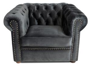 Фотьойл Chesterfield в тъмносив цвят 94х90х66 см