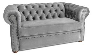 Двуместен разтегателен диван Chesterfield с матрак в сив цвят 150х90х66 см