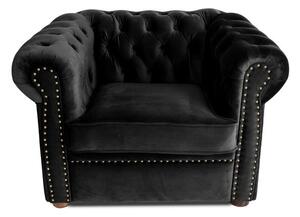 Фотьойл Chesterfield в черен цвят 94х90х66 см