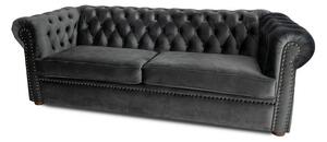 Триместен разтегателен диван Chesterfield с матрак в тъмносив цвят 203х90х66 см
