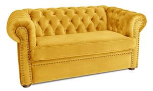 Двуместен разтегателен диван Chesterfield с матрак в жълт цвят 150х90х66 см