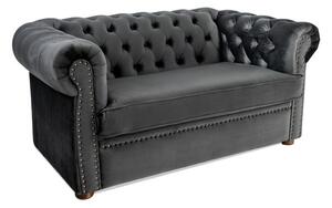 Двуместен разтегателен диван Chesterfield с матрак в тъмносиво 150х90х66 см