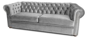 Триместен разтегателен диван Chesterfield с матрак в сиво 203х90х66 см
