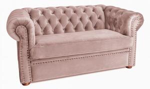 Двуместен разтегателен диван Chesterfield с матрак в цвят розов жасмин 150х90х66 см