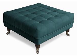 Табуретка за крака Chesterfield в цвят тюркоаз, 70х70х32 см