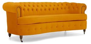 Диван Chesterfield Овал в цвят жълто, четириместен 230х86х80 см