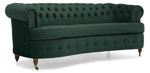 Диван Chesterfield Овал в цвят тъмнозелен, четириместен 230х86х80 см