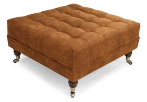 Табуретка за крака Chesterfield в цвят винтидж коняк, 70х70х32 см