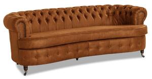Диван Chesterfield Овал в цвят винтидж коняк, четириместен 230х86х80 см