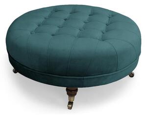 Табуретка за крака Chesterfield в цвят тюркоаз, 80х80х32 см