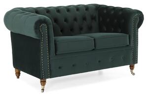 Диван Chesterfield в цвят тъмнозелено, двуместен 150х86х80 см