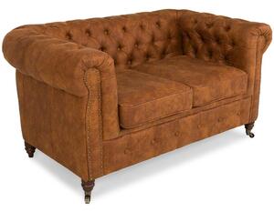 Диван Chesterfield в цвят винтидж коняк, двуместен 150х86х80 см