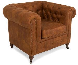 Фотьойл Chesterfield в цвят винтидж коняк, 94х86х80 см