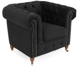 Фотьойл Chesterfield в цвят черно, 94х86х80 см