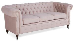 Диван Chesterfield в цвят розов жасмин, триместен 203х86х80 см