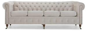 Диван Chesterfield в цвят бежово, четириместен 238х86х80 см