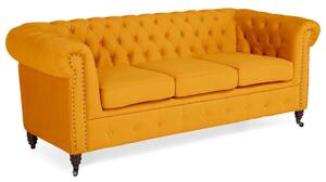 Диван Chesterfield в цвят жълто, триместен 203х86х80 см