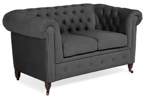 Диван Chesterfield в цвят тъмносиво, двуместен 150х86х80 см