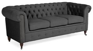 Диван Chesterfield в тъмносиво, триместен 203х86х80 см