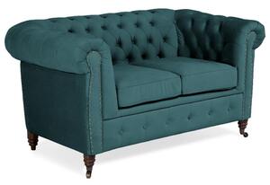 Диван Chesterfield в цвят синьозелено, двуместен 150х86х80 см