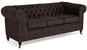Диван Chesterfield в цвят винтидж кафяво, триместен 203х86х80 см