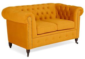Диван Chesterfield в цвят жълто, двуместен 150х86х80 см