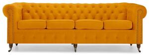 Диван Chesterfield в жълто, четириместен 238х86х80 см