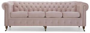 Диван Chesterfield в цвят розов жасмин, четириместен 238х86х80 см