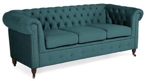 Диван Chesterfield в цвят синьозелено, триместен 203х86х80 см