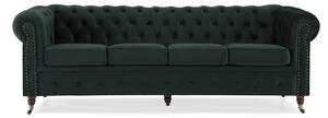 Диван Chesterfield в тъмнозелено, четириместен 238х86х80 см