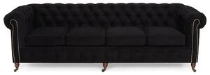 Диван Chesterfield в черно, четириместен 238х86х80 см