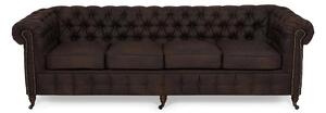 Диван Chesterfield в цвят винтидж кафяво, четириместен 238х86х80 см