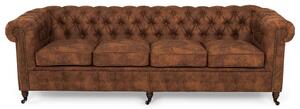 Диван Chesterfield в цвят винтидж коняк, четириместен 238х86х80 см