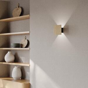 Elobra LED стенна лампа Inka S, дъб/черно, дърво, височина 15 cm, Затъмняване, Дърво, Дневна/трапезария, Дървесина, Модерен