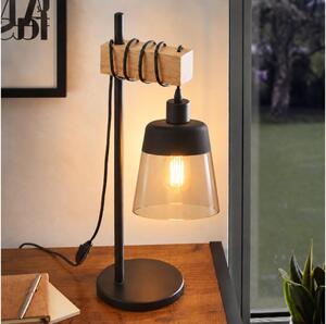 BRILAGI - Настолна лампа WOOD GLASS 1xE27/40W/230V кафява/черна/димно бежова