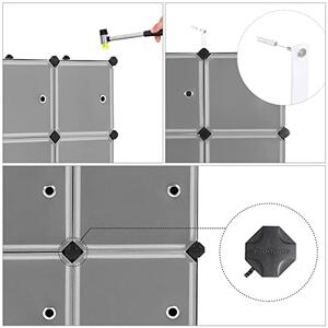 9 кубчета за организиране, пластмасов шкаф с врати, модулен шкаф за дрехи, обувки, играчки, книги, лесен за сглобяване, черен SONGMICS